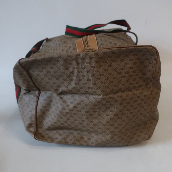 Authentic Women Gucci Micro GG Neutral Beige Web Canvas Leather Micro Duffle Bag - Picture 3 of 16